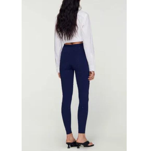 Sandro Women's Blue Marine Rhinestone Leggings Size 38 | Small - Picture 10 of 11